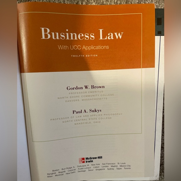 Business Law Hard back cover book 12 edition by Brown, Gordon W.; Sukys, Paul A. - Picture 4 of 7